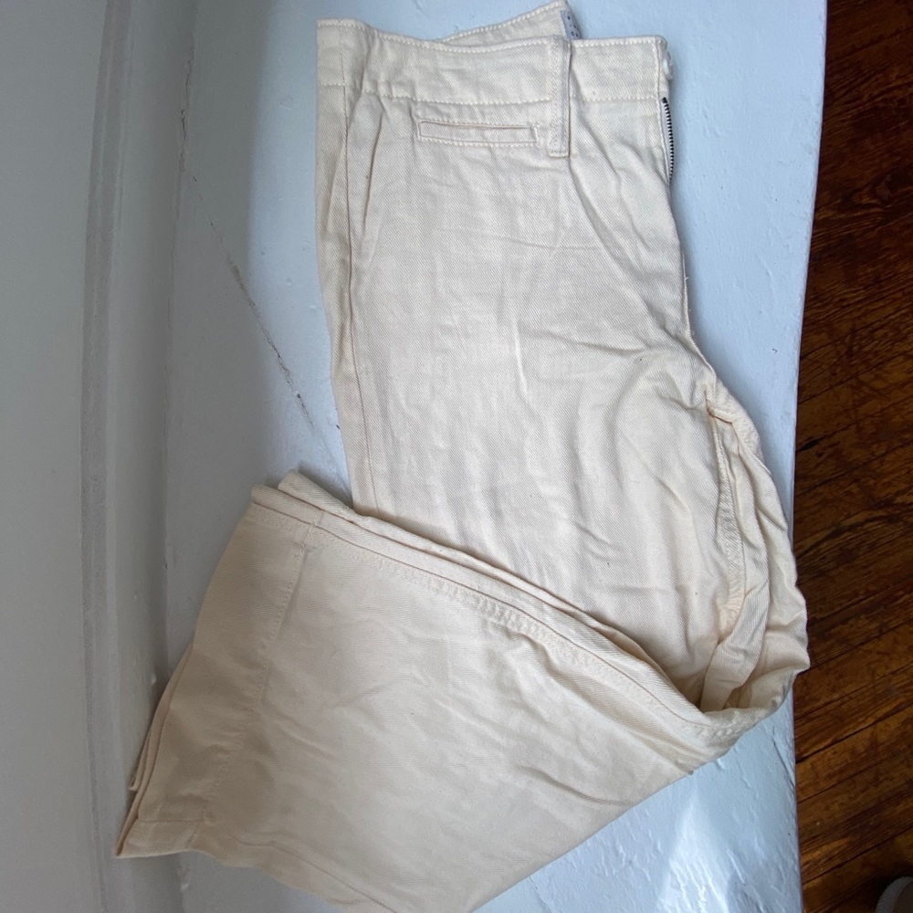 Crop flare cream color jeans